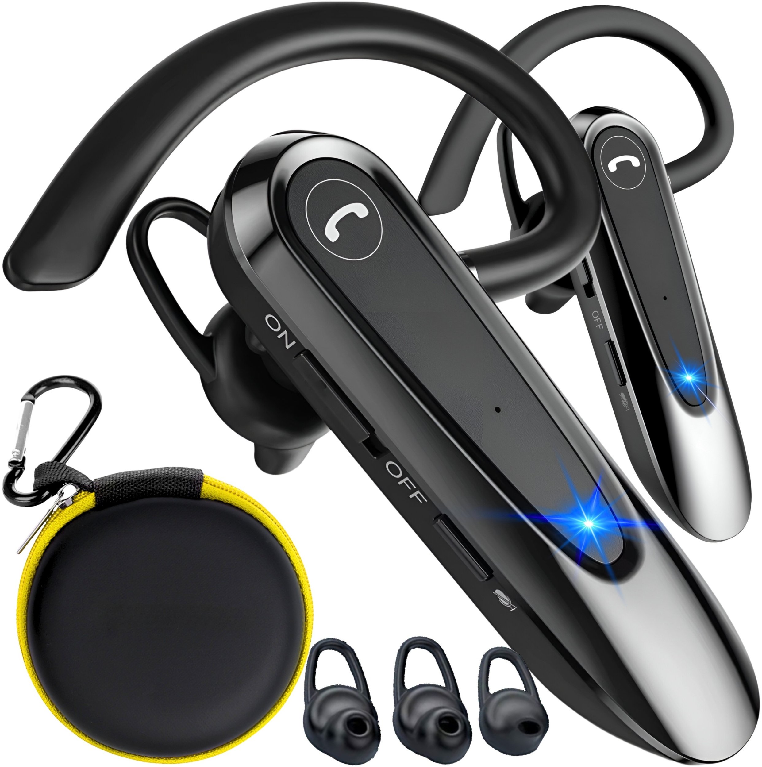 Matnox Bezprzewodowa słuchawka do ucha rozmów Bluetooth 5.0 mikrofon dla kierowców (SŁUCHAWKA DO UCHA ROZMÓW BT 5.0 ZESTAW + ETUI)
