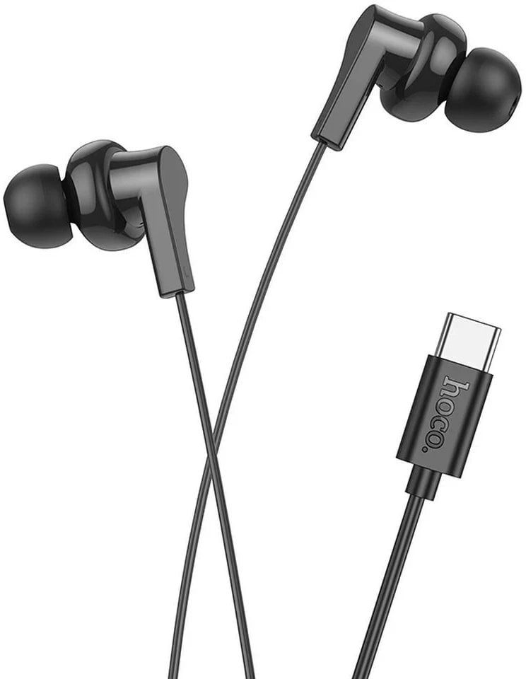 Hoco Słuchawki przewodowe douszne USB C M114 czarne