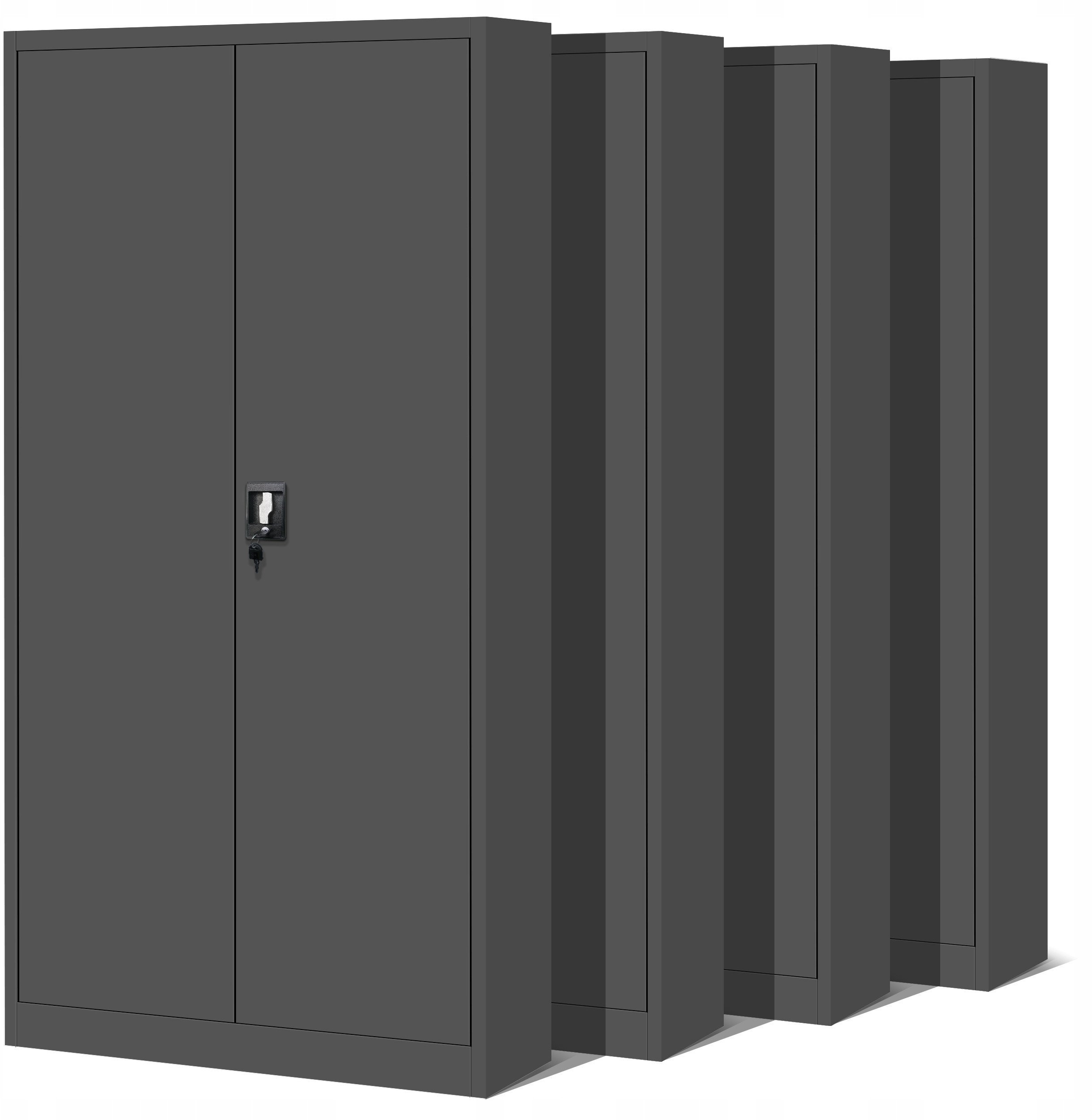 Zestaw 4x biurowa szafa metalowa na akta JAN H, 900 x 1950 x 400 mm, antracytowa