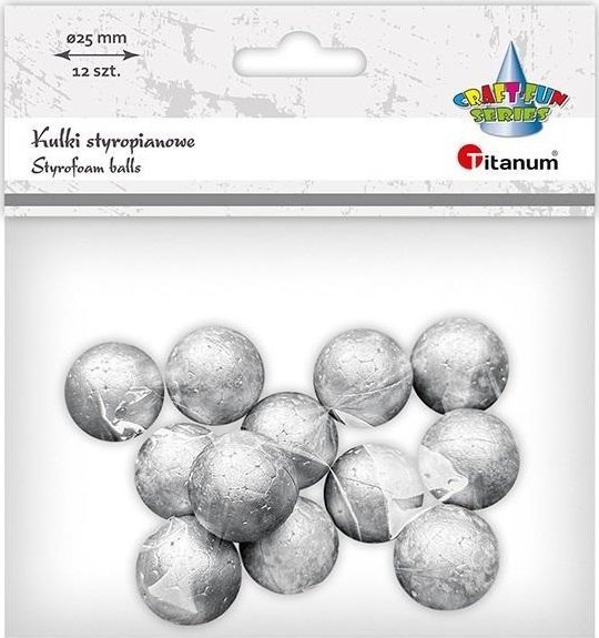 Titanum Kulki styropianowe 25mm 12szt srebrne