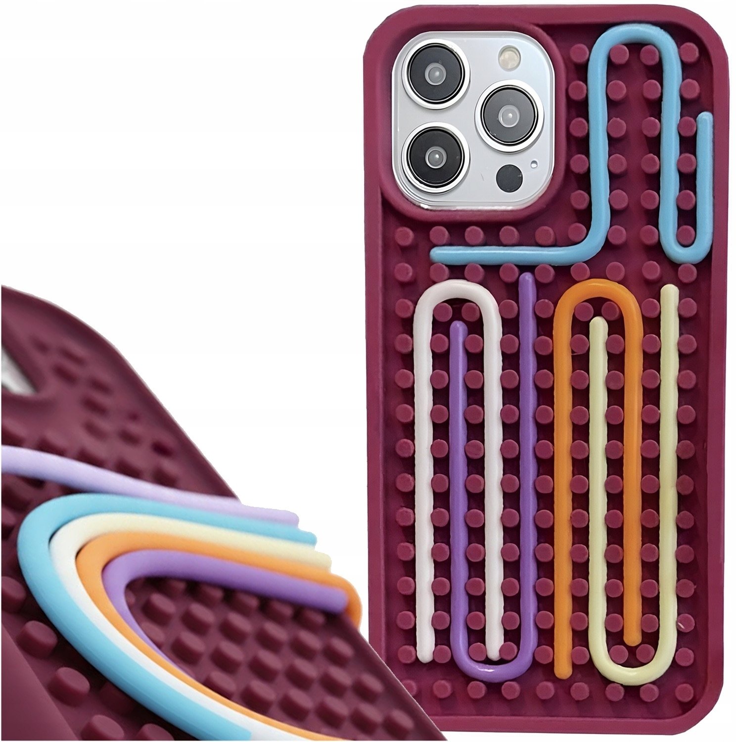 3DCase Etui Do Apple iPhone 16 Pro (Bordowe, Antystresowe, Sensoryczne, 3D, Case)