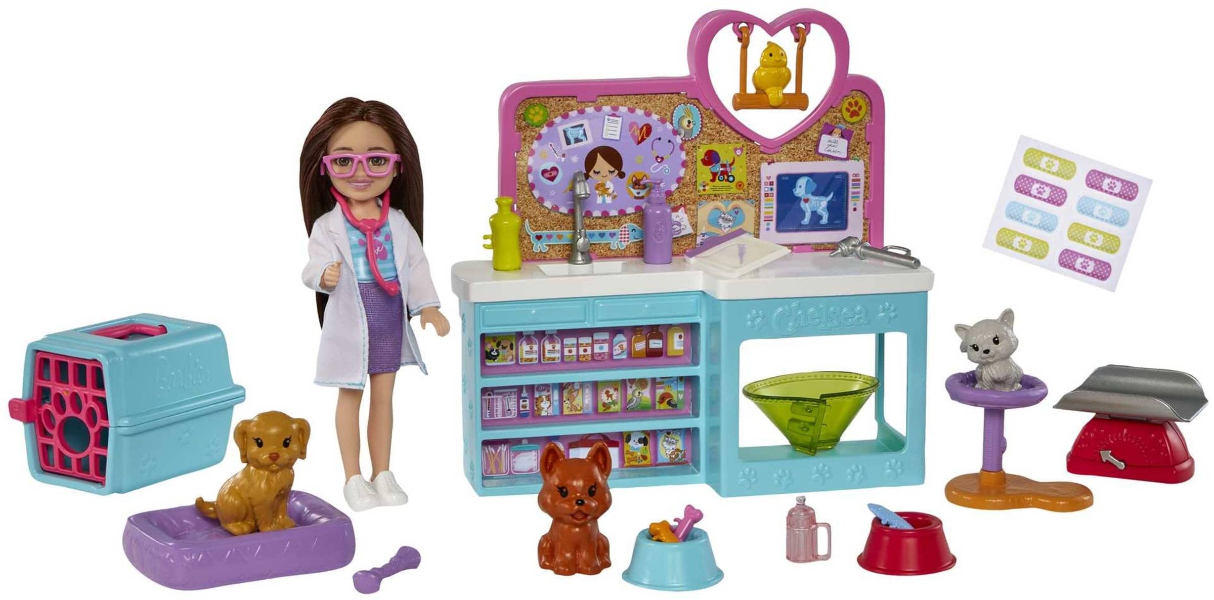 Lalka Barbie Mattel Chelsea Zestaw weterynarz (HGT12)
