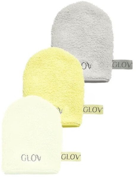 Glov Glov Water-Only Skin zestaw rękawiczek do demakijażu i oczyszczania twarzy Baby Banana + Ivory + Silver Stone 3szt