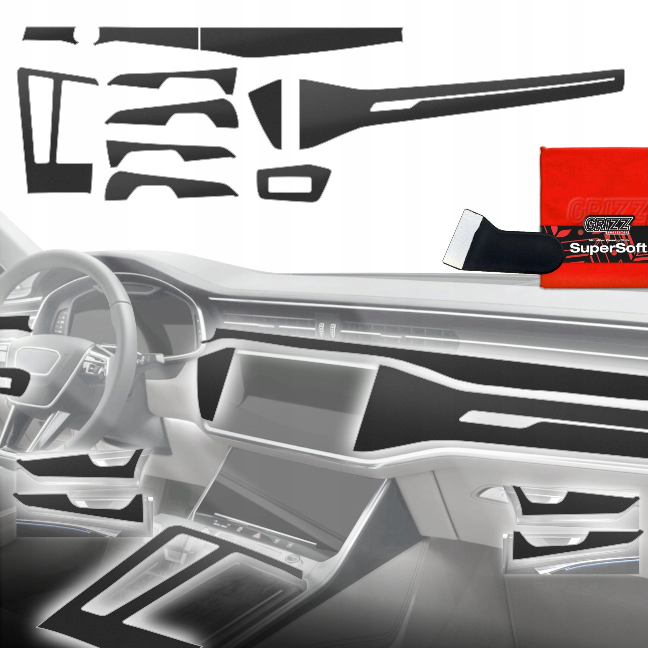 GrizzGlass Folia do wnętrza GrizzGlass PianoSkin Matte do Audi A6 C8 (2018-2024) [11w1]