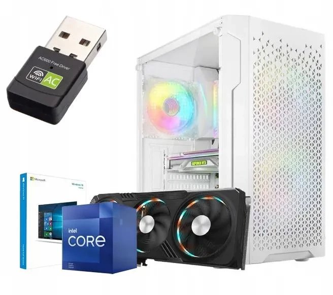 BIAŁY KOMPUTER GAMINGOWY DO GIER Core i7 12700KF 32GB DDR5 RTX 5060 M2 1TB W11 RGB