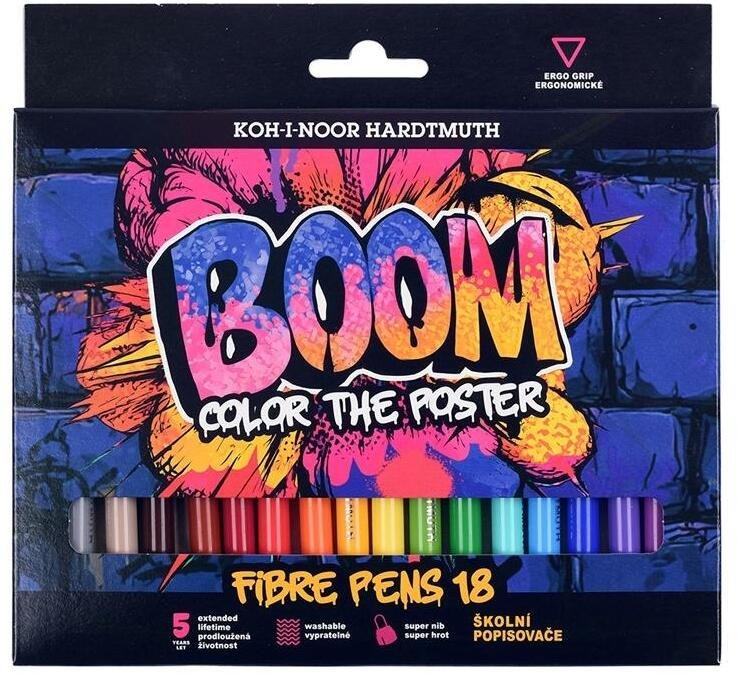 Koh I Noor Flamastry Boom 18 kolorów