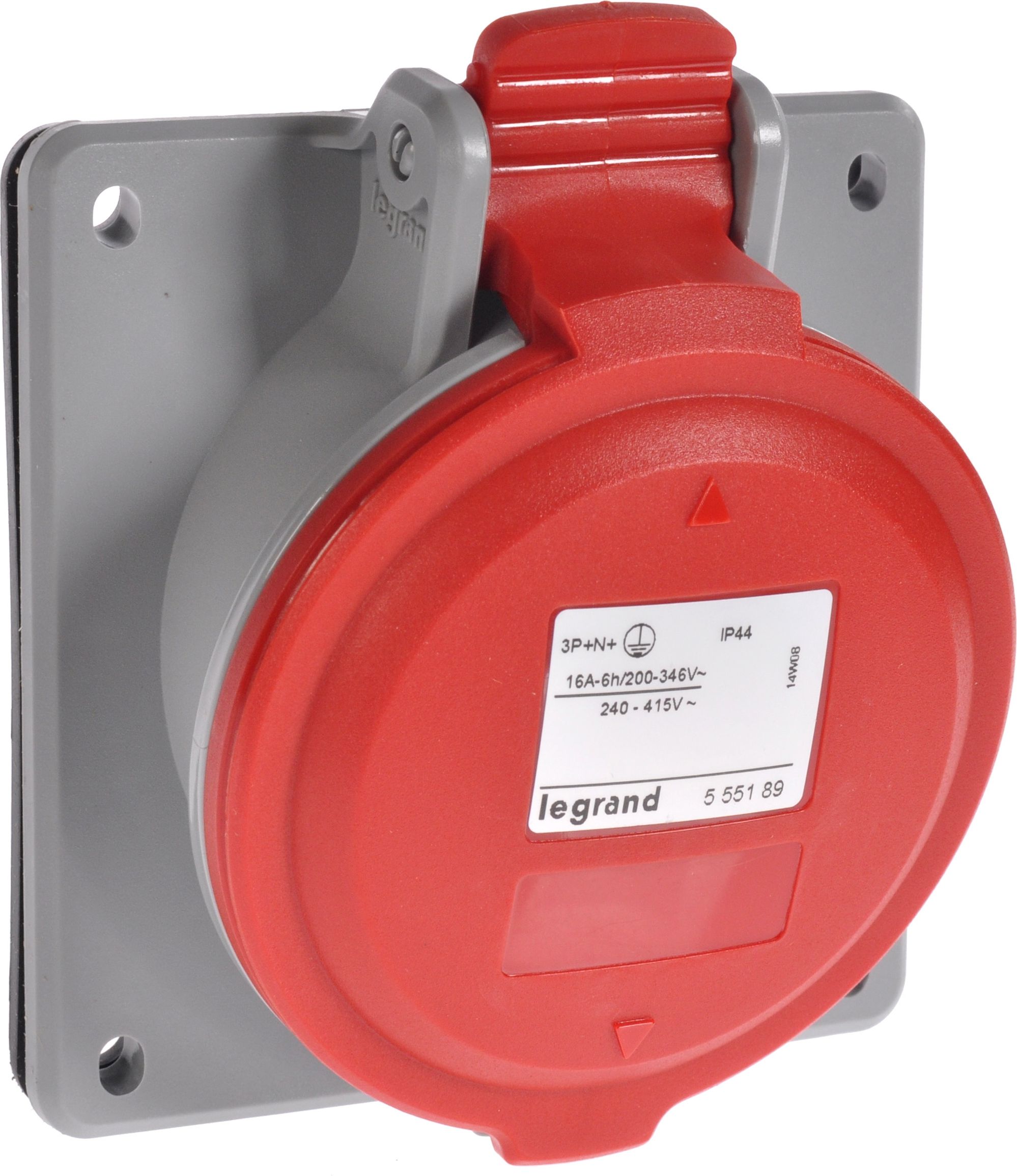 Legrand Gniazdo tablicowe 5P 16A 400V czerwone IP44 P17 TEMPRA PRO (555189)