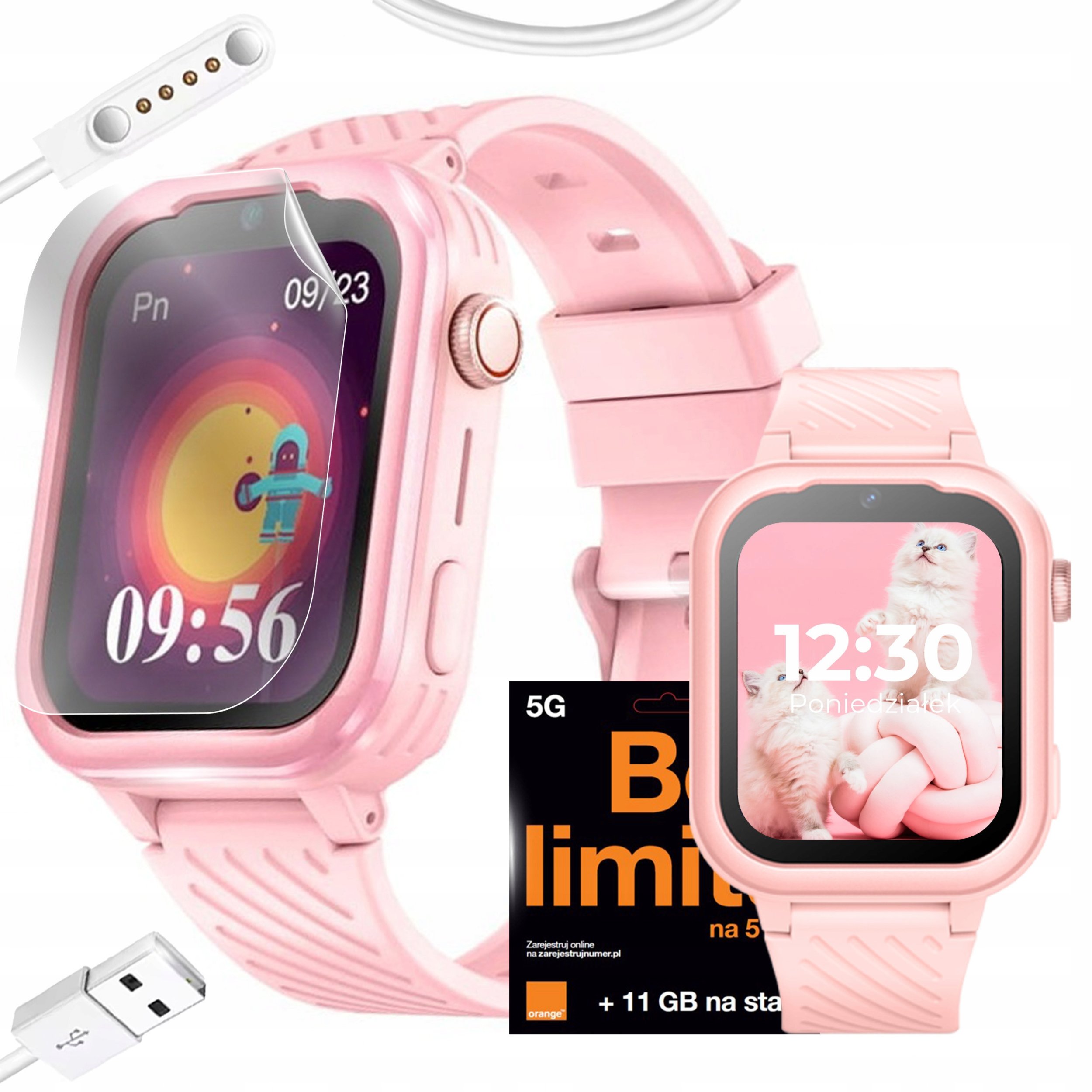 SMARTWATCH ZEGAREK DLA DZIECI TELEFON 4G ROZMOWY SMS Z GRAMI POLSKIE MENU