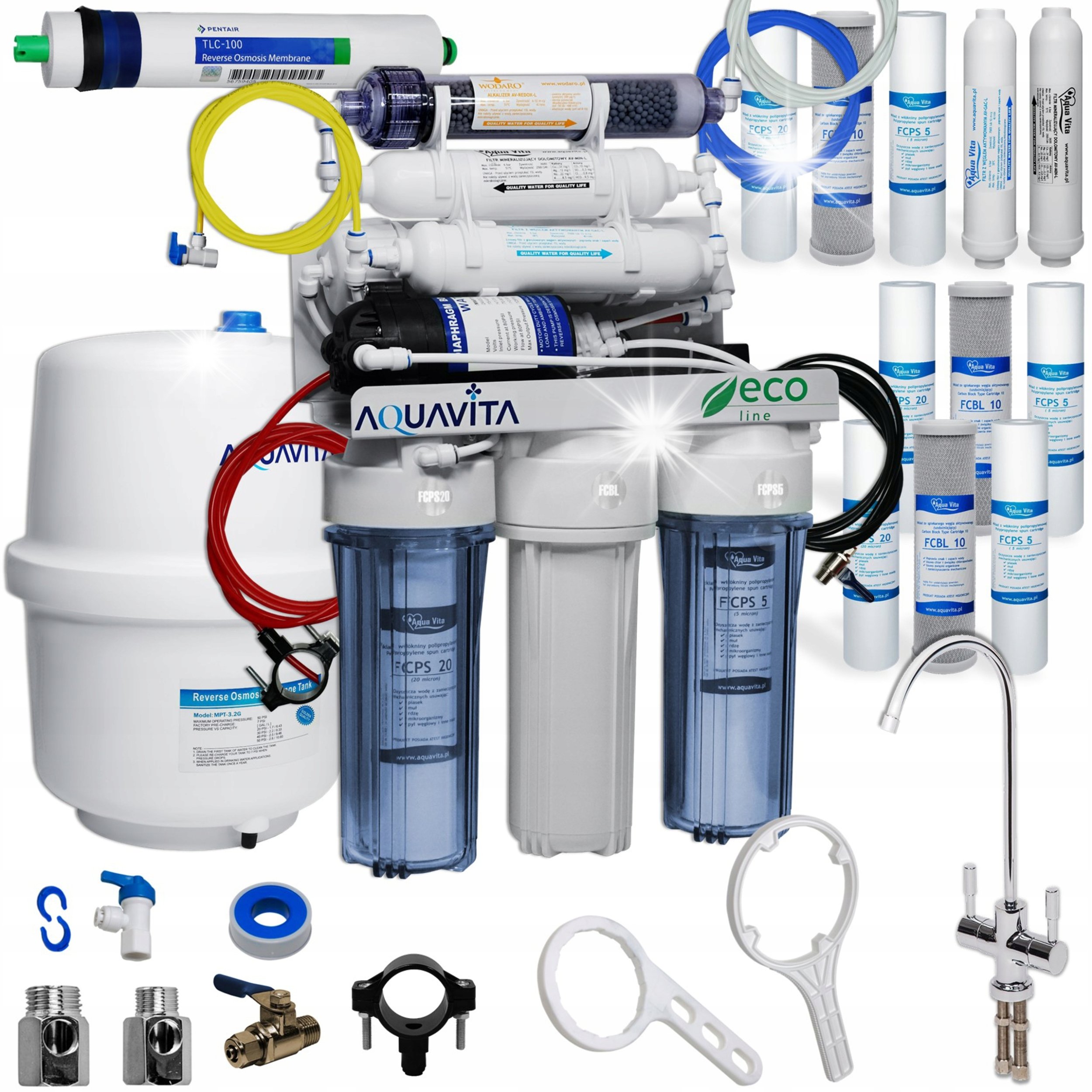 Osmoza RO7 Filtr Wody Jonizator REDOX -400 mV + Pompa Ciśnieniowa