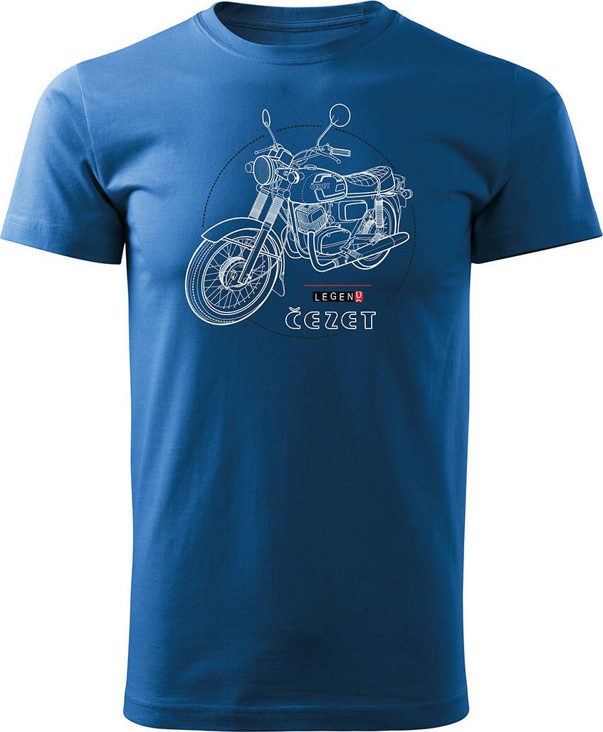 Topslang Koszulka z motocyklem na motor Cezet Cezeta 350 męska niebieska REGULAR XL