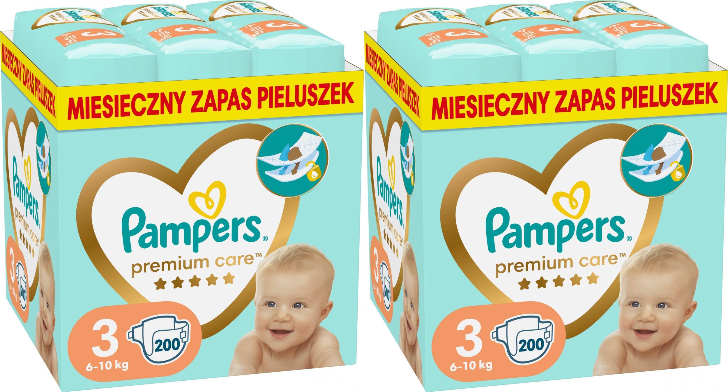 Pampers Pieluchy Premium Care 3, 6-10 kg, 200 szt. x2