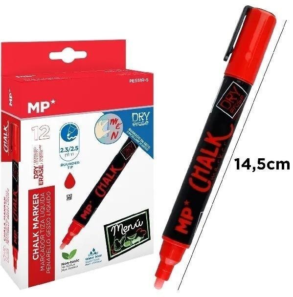 Mungyo Marker kredowy do ścierania na sucho czerwony (12szt)