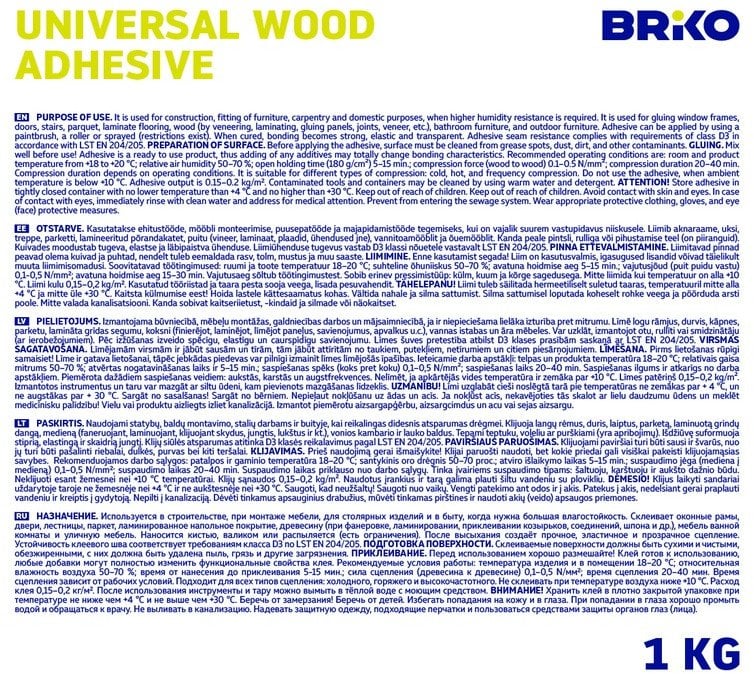 Briko UNIVERSAL WOOD PVA D3 GLUE BRIKO (1 KG)