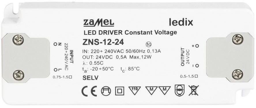 Zamel Zasilacz LED slim 12W 24V DC - (ZNS-12-24)