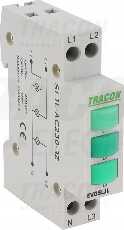 Tracon Electric Trójfazowa lampka sygnalizacyjna LED zielona/żółta/czerwona 230V SLJL-AC230-SZP