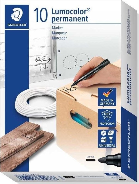Staedtler STAEDTLER Marker Lumocolor perm czarny 10 sztuk