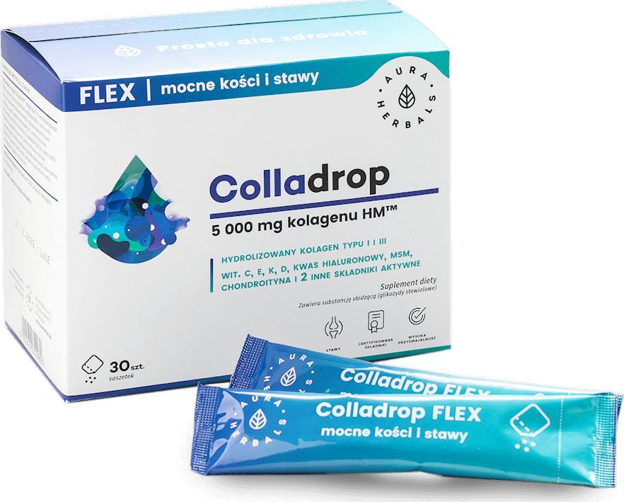 Aura Herbals Colladrop Flex kolagen morski 5000 mg saszetki 30 sztuk