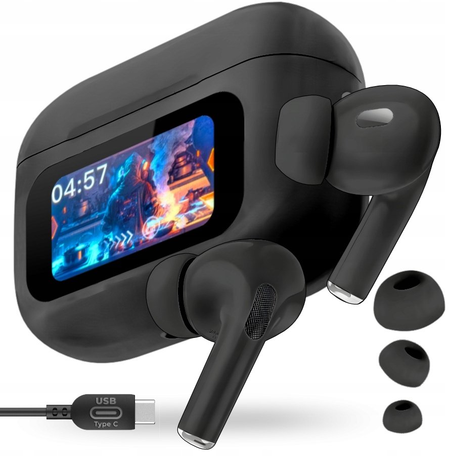 Słuchawki Bezprzewodowe Douszne Bluetooth ANC Redukcja Szumów LCD Buds