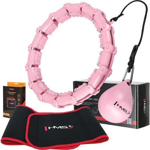 HMS Zestaw hula hop z wypustkami i obciążnikiem hhw02 różowe pas wyszczuplający br163 czarny