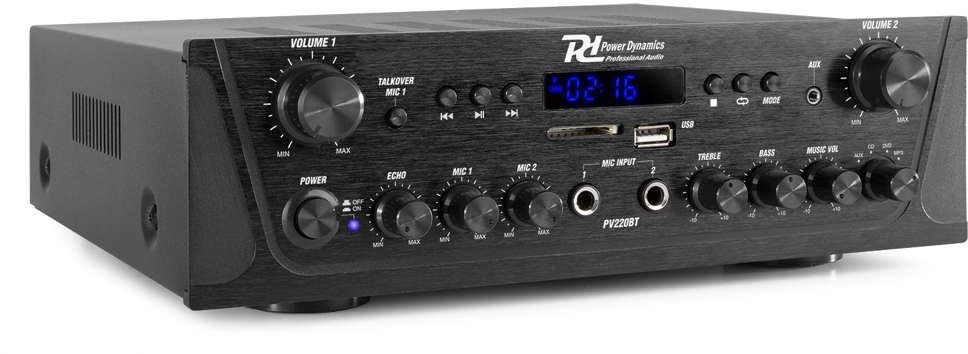 Power Dynamics Wzmacniacz audio PV220BT 2 strefowy 100W USB SD BT FM LED pilot one size