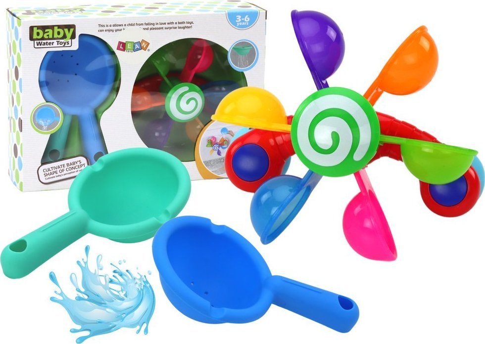 LeanToys Zabawka Obrotowa Do Kąpieli Kolorowe Miseczki Dwie Łyżki
