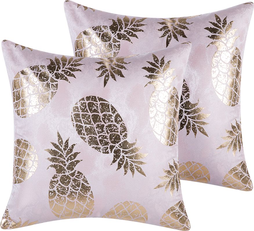 Zdjęcia - Poduszka Beliani Zestaw 2 poduszek dekoracyjnych w ananasy 45 x 45 cm różowy ASTILB 