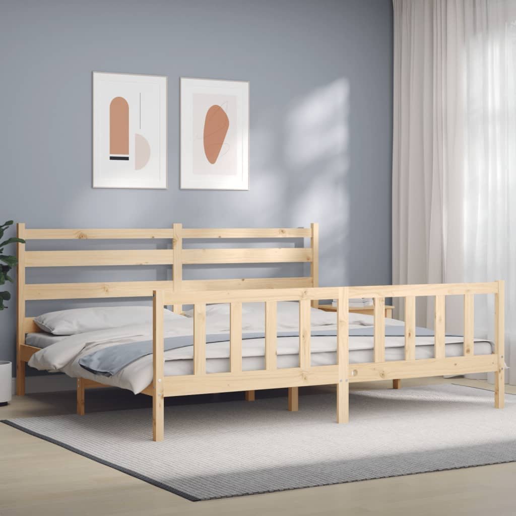 Фото - Ліжко VidaXL Rama łóżka z wezgłowiem, 200x200 cm, lite drewno 
