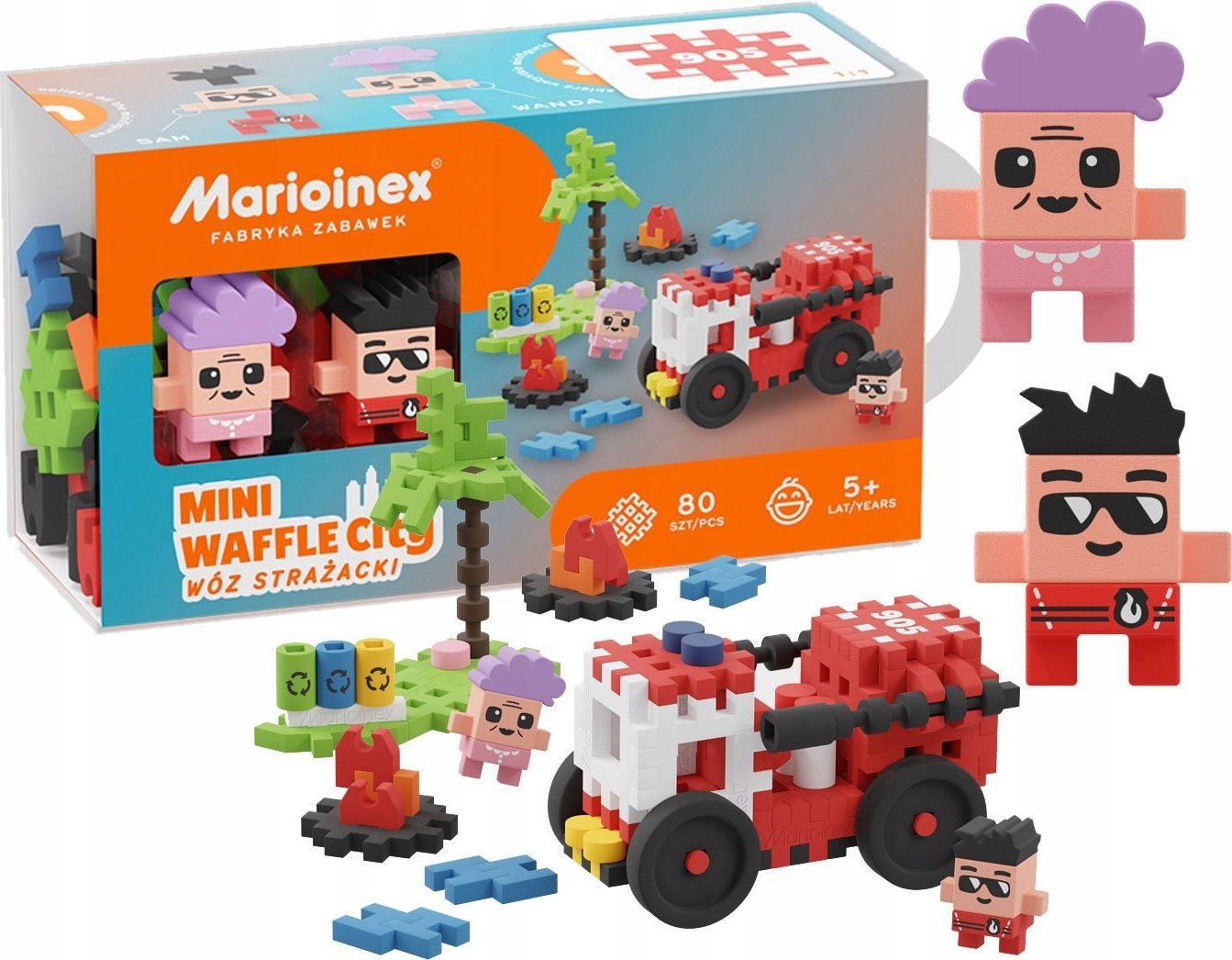 Marioinex Klocki Mini Waffle Straż pożarna 80 el.