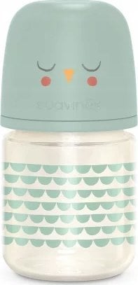 Suavinex 307826-BUTELKA SZKLANA 120ML/SMOCZEK FIZJOLOGICZNY SX PRO WOLNY PRZEPŁYW/SOWA MIĘTOWA/BONHOMIA