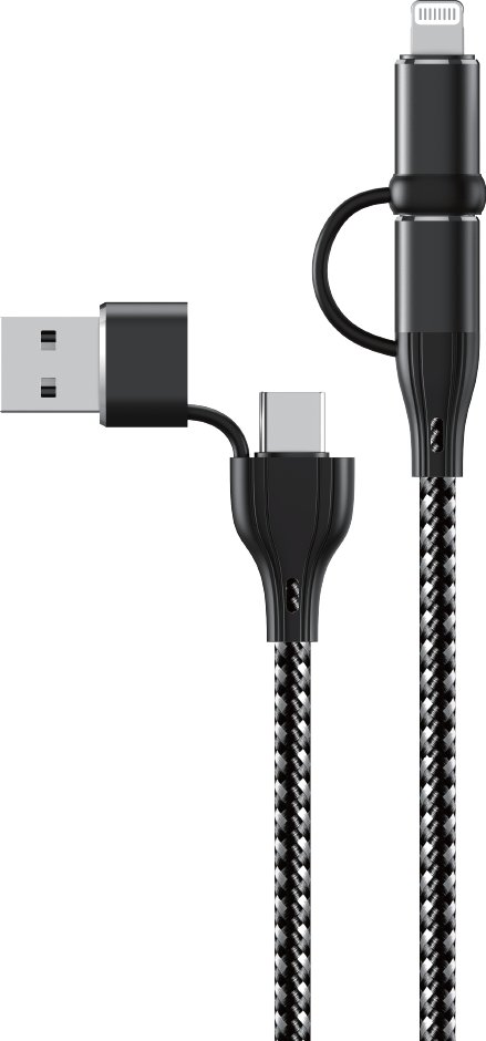 Kabel USB Kaku kabel Encore Energy 4w1 USB-C USB-A Lightning 3A przewód QC PD 60W do ładowania i transferu danych 100 cm braided EE115