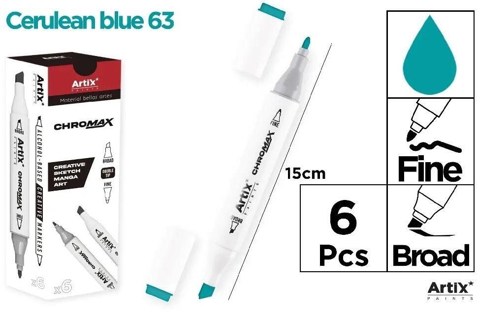 Marker Chromax z 2 końcówk cerulean blue 63 (6szt)