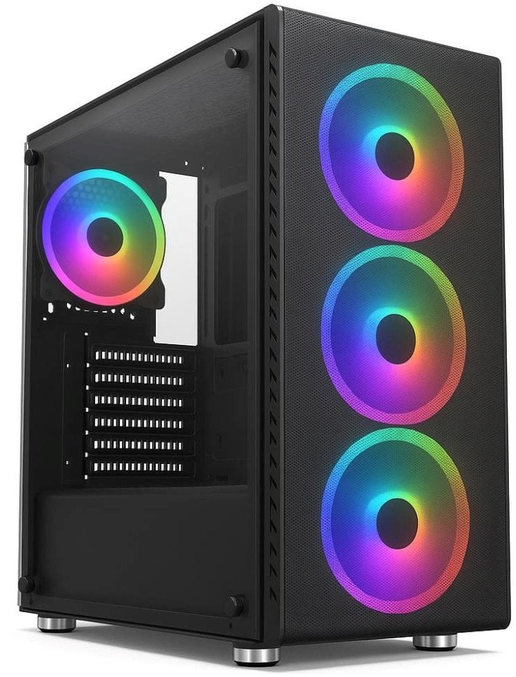 1stCOOL skříň RAINBOW 4, Mid Tower, AU, USB 3.0, 4x 120mm RGB Fan, černá