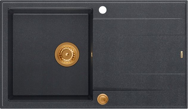 Zlewozmywak GraniteQ EVAN 111 zlewozmywak z syfonem i zaślepką 1-komorowy z/o (860x500x210) black di...