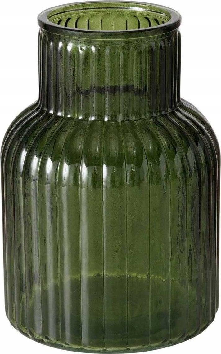 Boltze Wazon szklany RELEA, zielony, ryflowane szkło, 20 cm