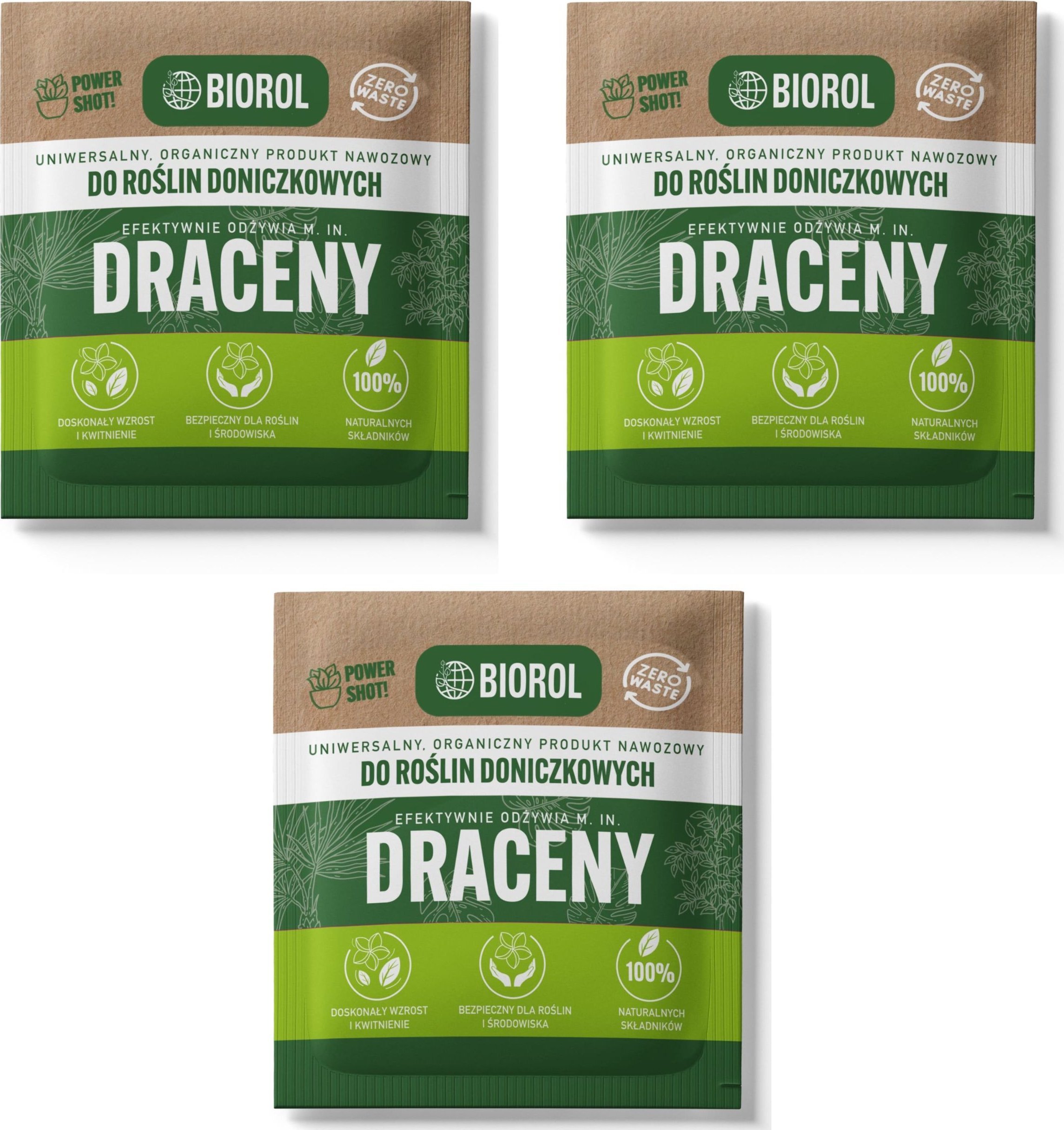 3x Nawóz BIOROL Power Shot 50g Odżywka do dracen