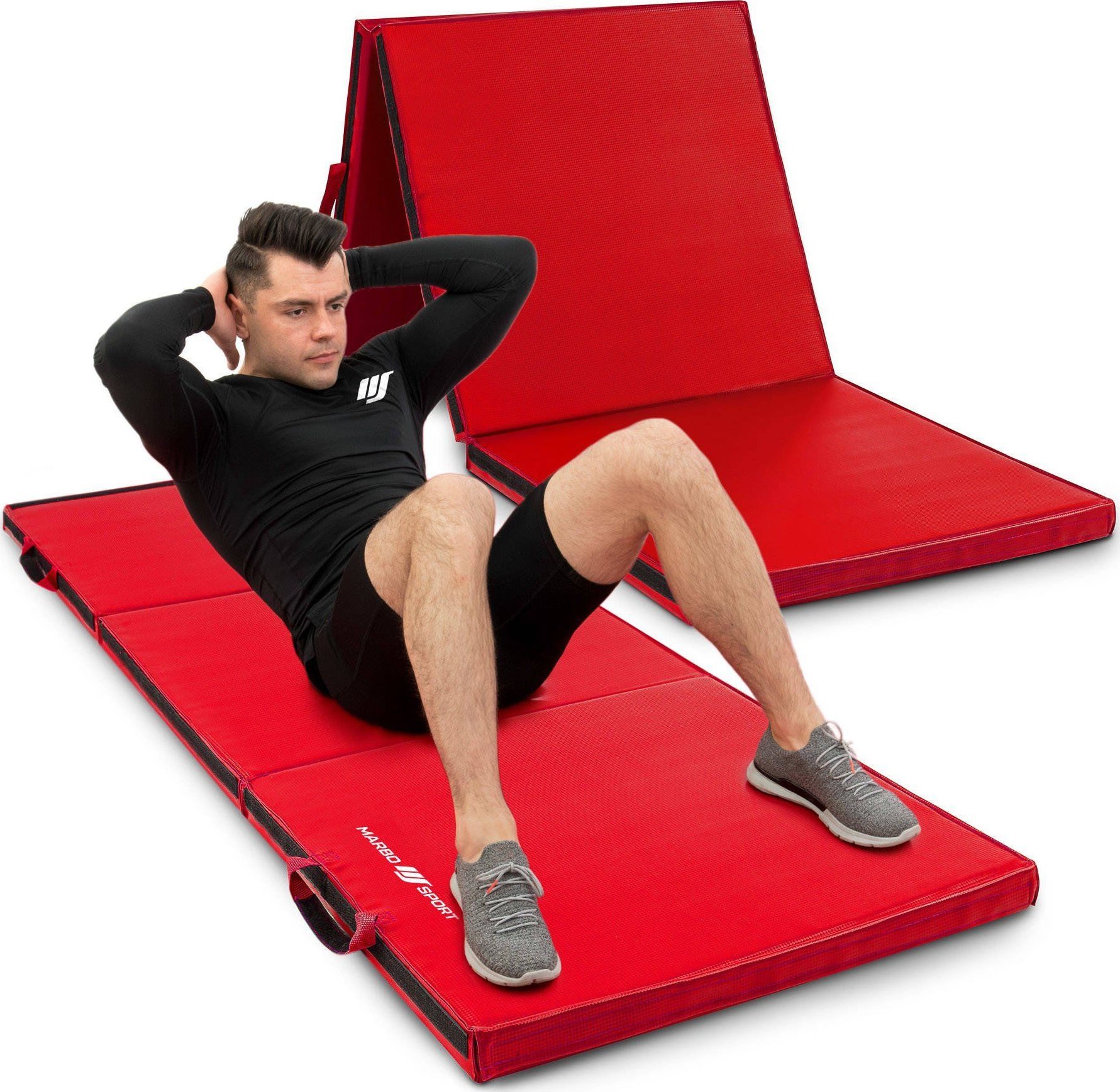 Marbo Sport Materac gimnastyczny składany twardy z rzepami 180 x 60 x 5 cm czerwony - Marbo Sport
