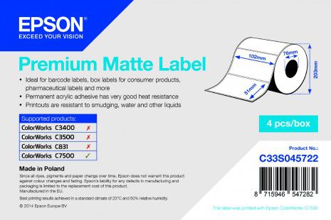 Zdjęcia - Pozostałe materiały eksploatacyjne Epson Premium Matte Label  (C33S045722)