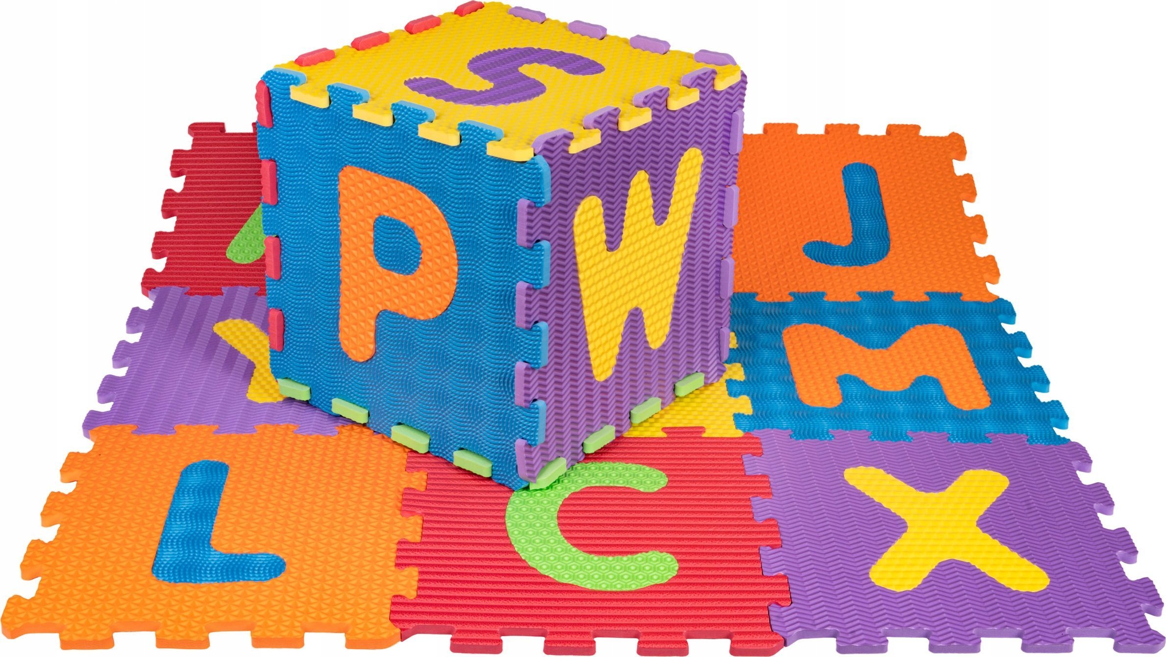 Ramiz Mata Sensoryczna z 26 Puzzli Alfabet dla dzieci 10m+ Wyjmowane litery + Pianka EVA + Różne faktury