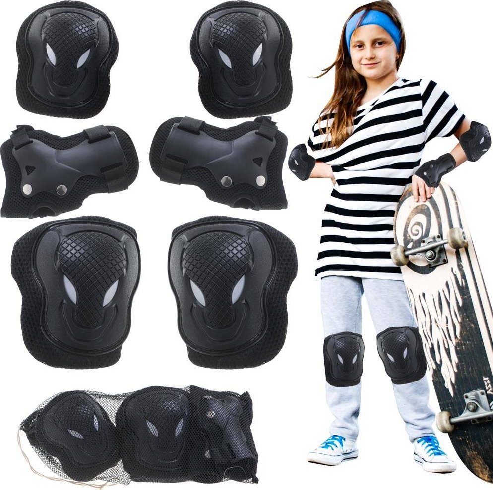 KIK Zestaw ochraniaczy na rolki rower hulajnogę czarny