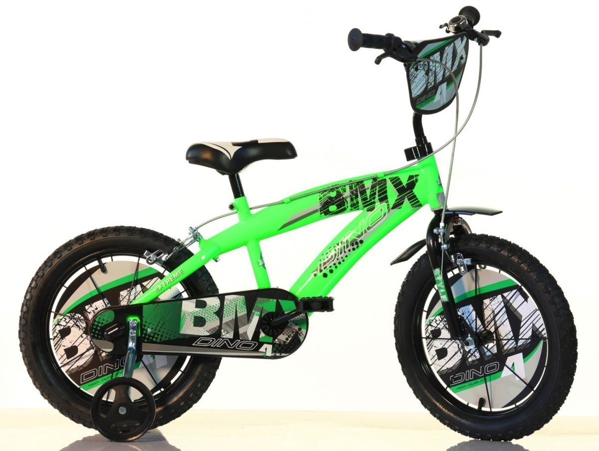 Kubisport Rowerek dziecięcy 14 cali BMX czarny kółka boczne hamulec Dino Bikes (Kub_05-CSK5145K-CRN)...