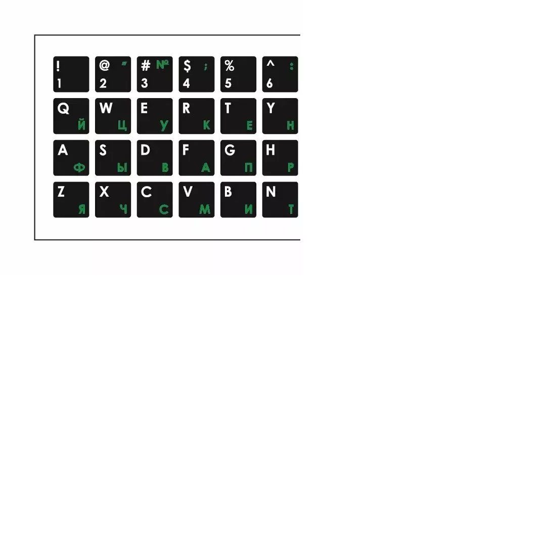 Mocco Keyboard Sticks ENG / RU With Laminated Waterproof Level White / Green