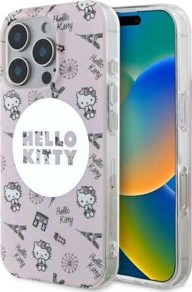 Hello Kitty HKHMP16LHAOPP iPhone 16 Pro 6.3" pink/pink hardcase IML All Over Paris Magsafe