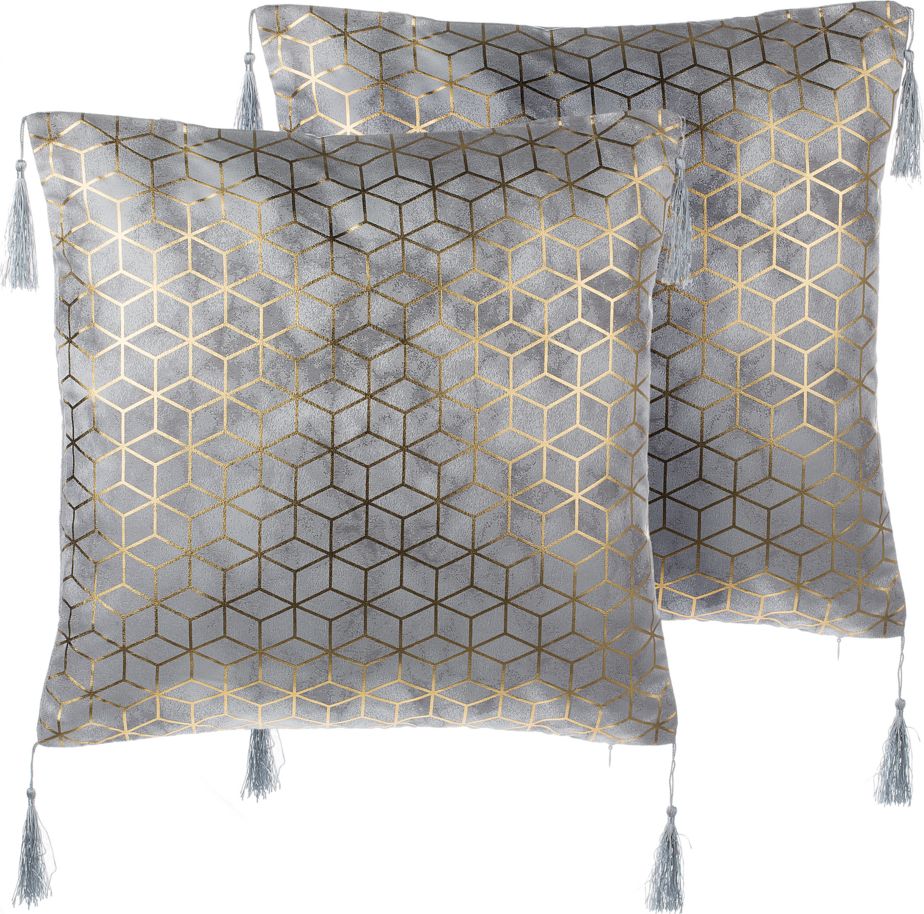 Zdjęcia - Poduszka Beliani Zestaw 2 poduszek dekoracyjnych geometryczny wzór 45 x 45 cm srebr 