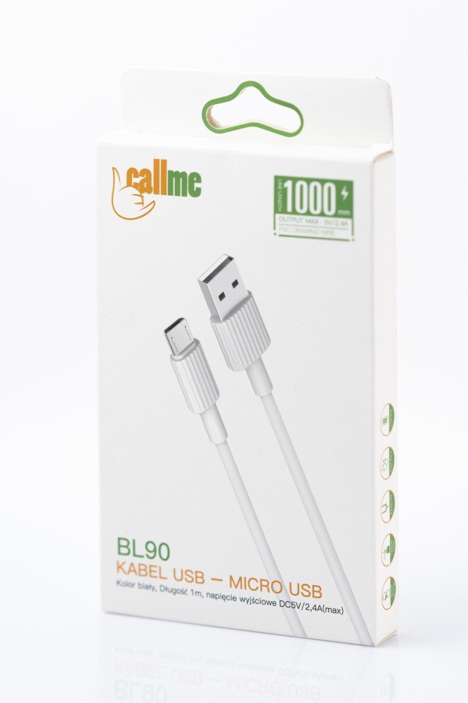 Kabel USB R2 Invest USB-A - microUSB 1 m Biały (dS_58162)