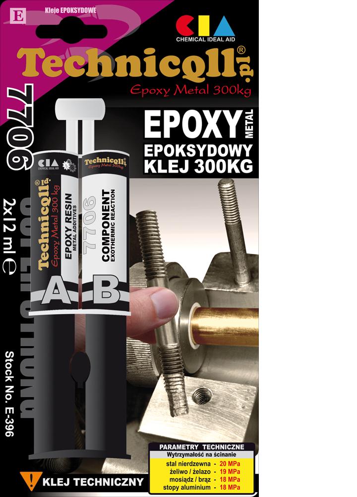 Technicqll Klej epoksydowy metalowy 300kg 2x12ml E-396