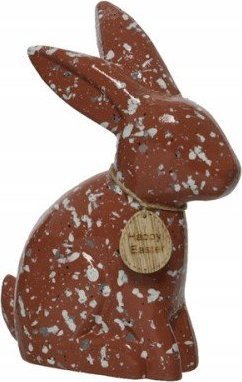 Dekoracja świąteczna Kaemingk Figurka wielkanocna królik drewniany brązowy 18 cm