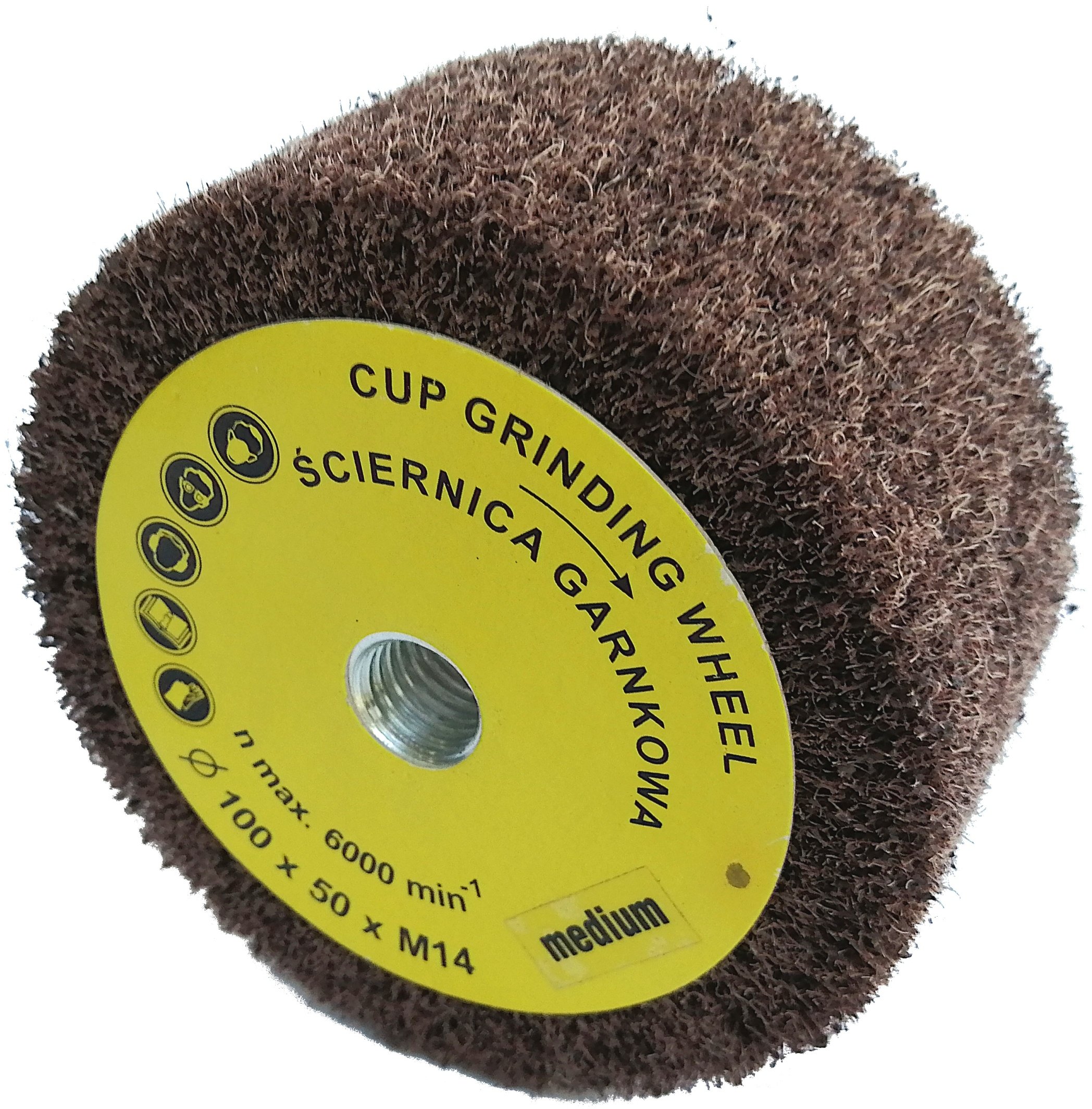 Glob Ściernica walcowa garnkowa 100x50mm z gwintem M14 z włókniny (GLOB-SG-10050M14-MEDIUM)