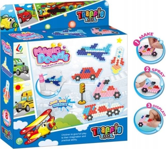 LeanToys Koraliki Wodne POJAZDY 800 Sztuk 8 Kolorów