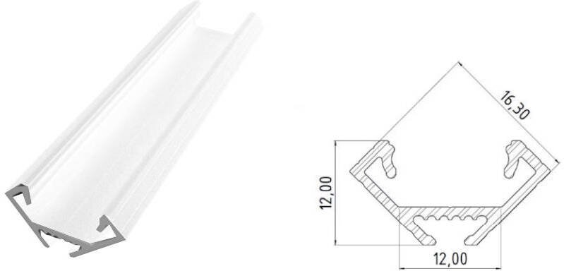 MPL Power Profil LED narożny GLALU GLC2 biały lakierowany 3 m AL12-GLC2-LW-3000 (5902135131138)