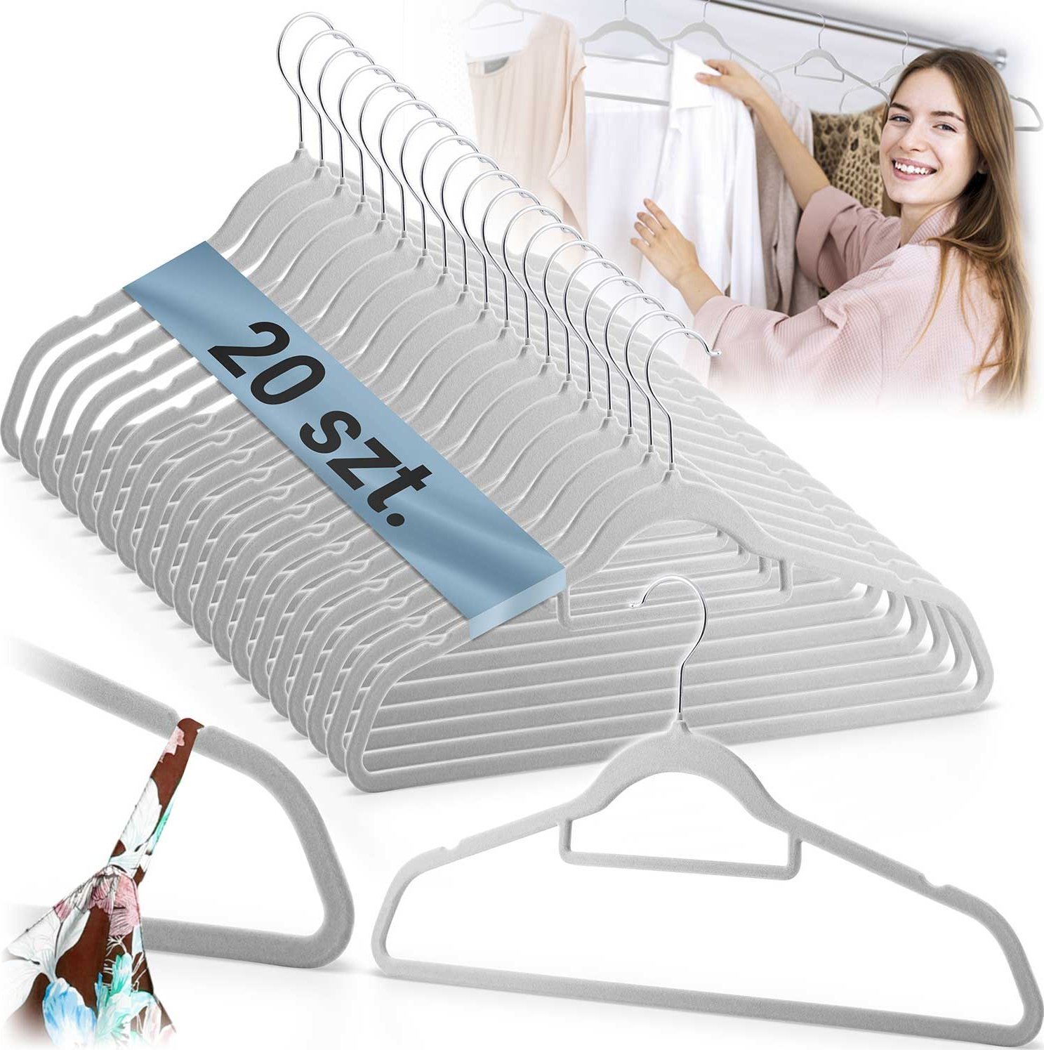 Massido Welurowe wieszaki na ubrania 20szt MS-859 Massido